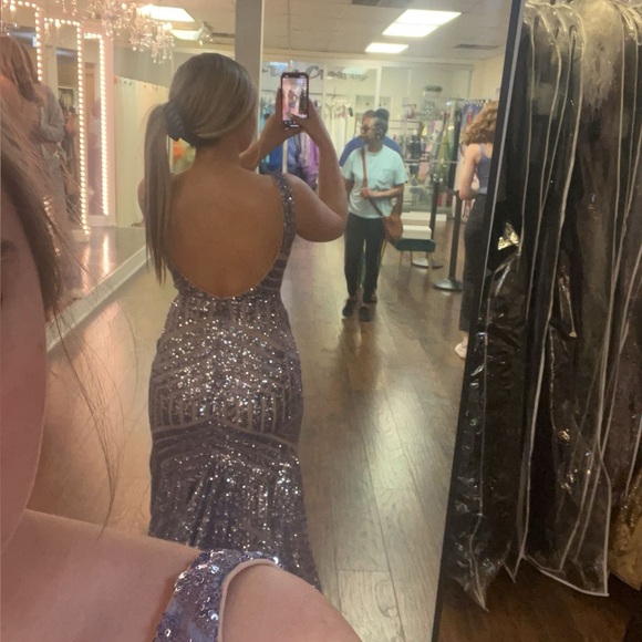 Jovani Silver Sequin Prom Dress - Picture 2 of 6